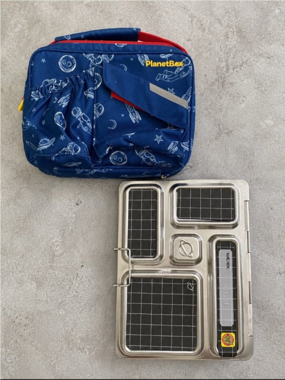 PlanetBox Rover Stainless Steel Lunchbox Set Space Carry Bag Kids Blue
